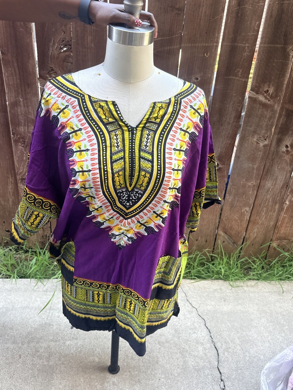 Purple Printed Dashiki-Style Women's Top